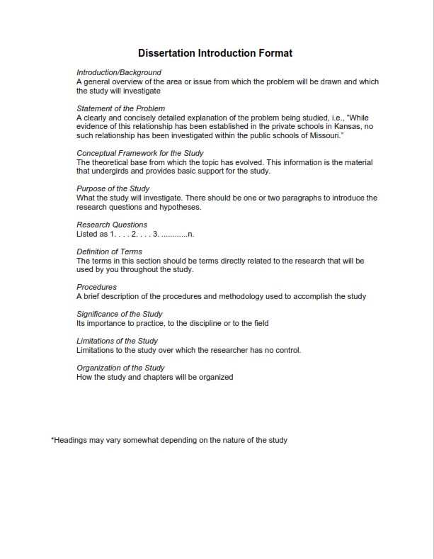 Dissertation Introduction Format 