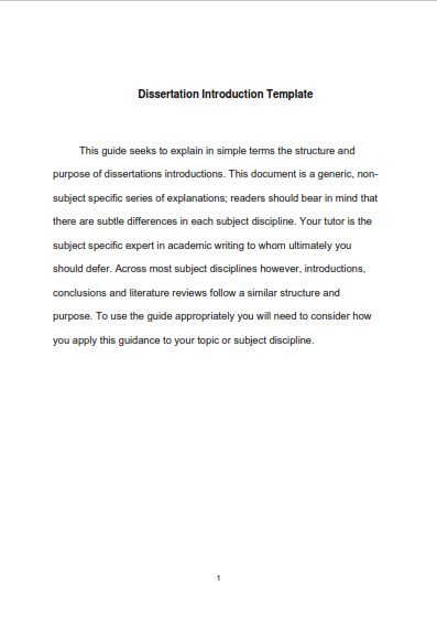 Dissertation Introduction Template 