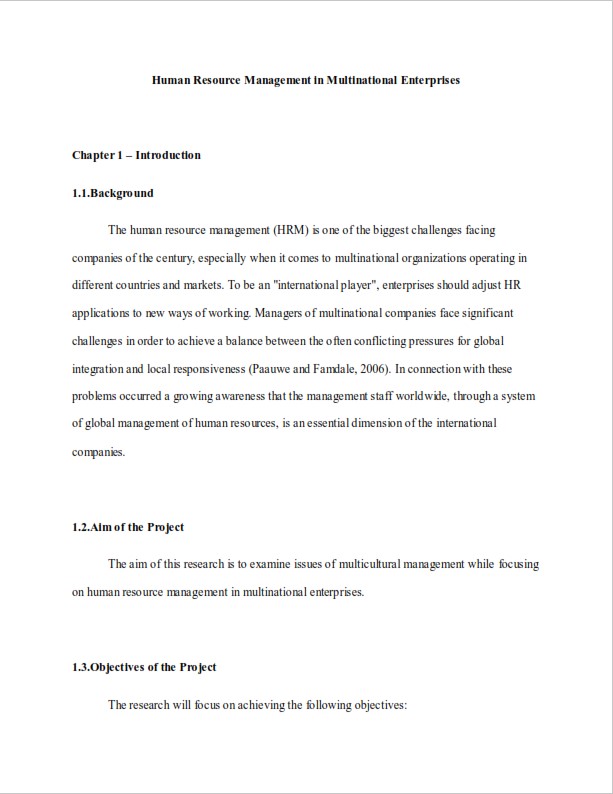 HR Dissertation Proposal Example
