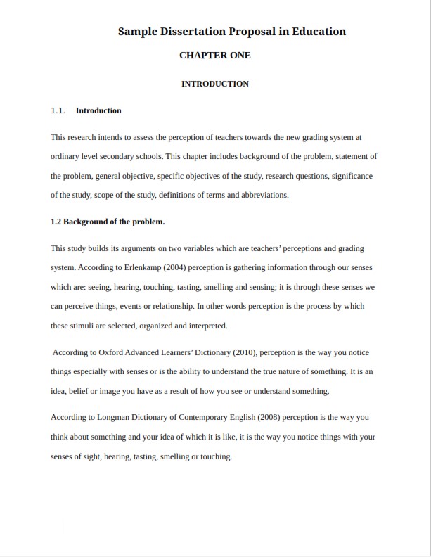 Sample Dissertation Proposal in Education