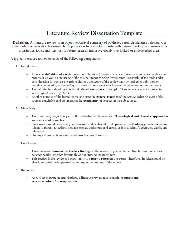 Literature Review Dissertation Template 