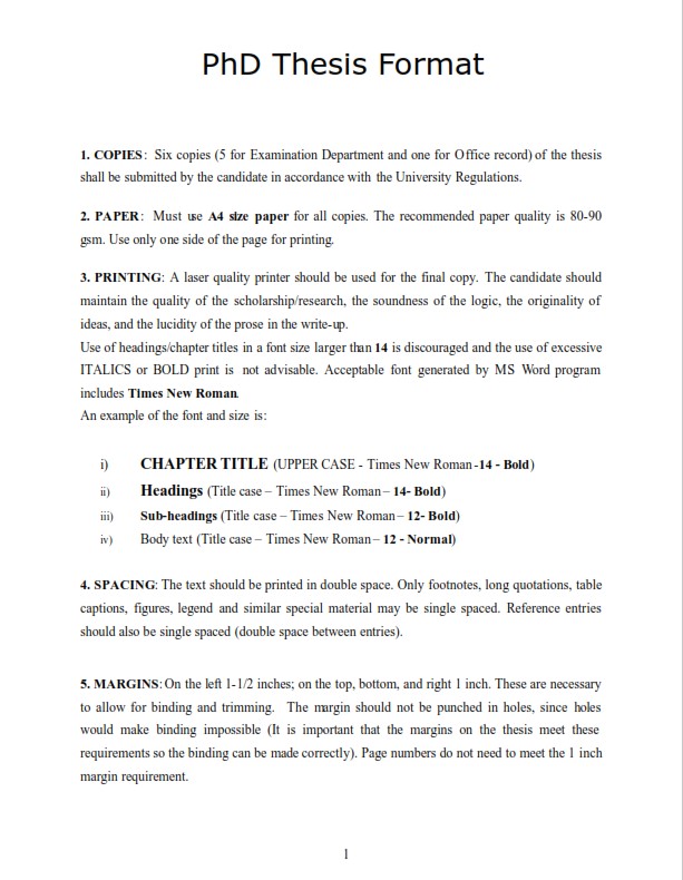 PHD Thesis Format